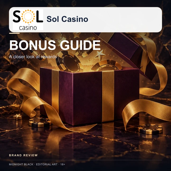 Oferta de boas-vindas de Sol Casino. Antes de aceitar, confira o rollover e a aposta máxima.