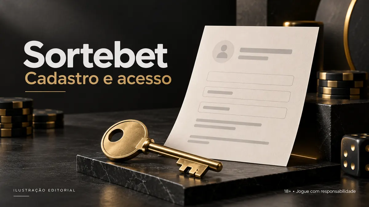 Cadastro e acesso em SorteBet: dados reais e verificação da conta. Ilustração editorial.