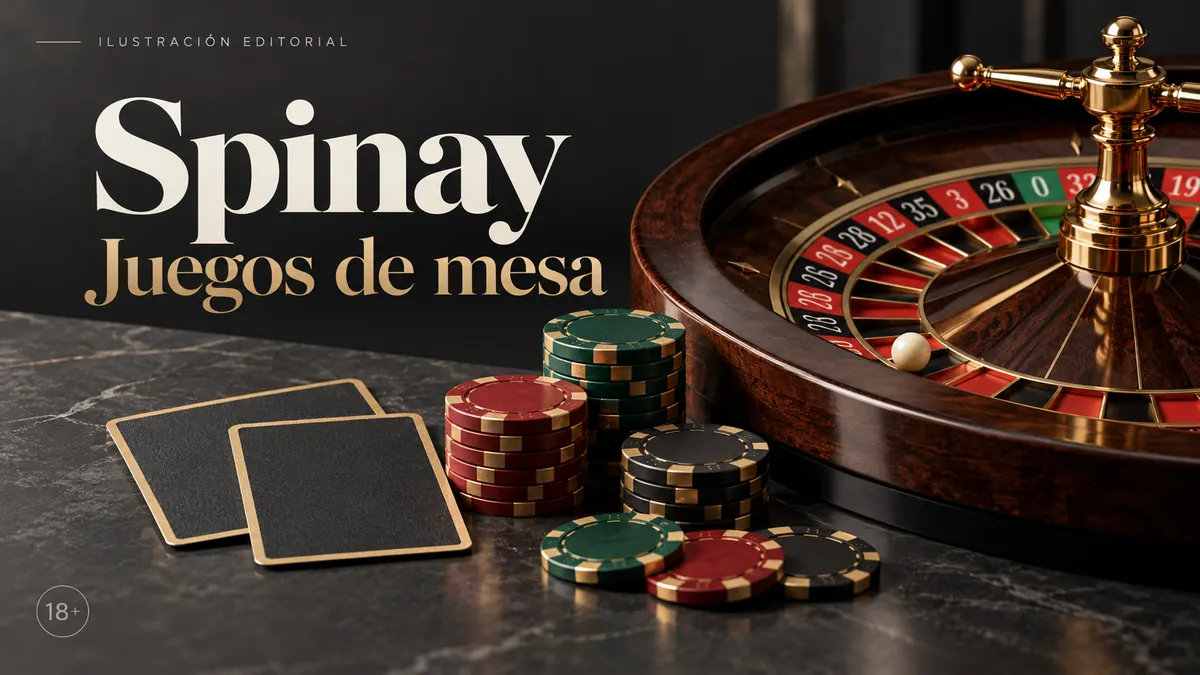 Juegos de mesa en Spinay: ruleta, blackjack y bacará. Ilustración editorial.