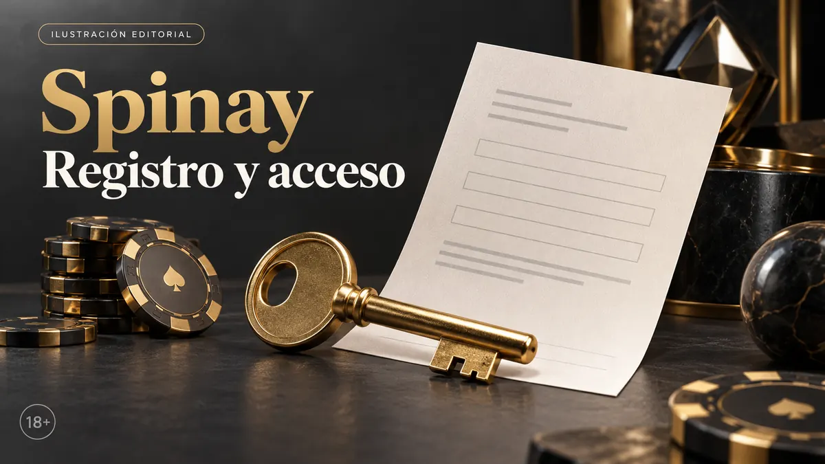 Registro y acceso en Spinay: datos reales y verificación de la cuenta. Ilustración editorial.