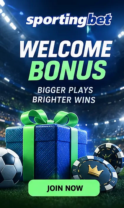 Oferta de boas-vindas de Sportingbet. Antes de aceitar, confira o rollover e a aposta máxima.