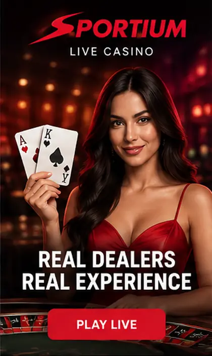 Casino en vivo de Sportiumbet: mesas con crupier real.