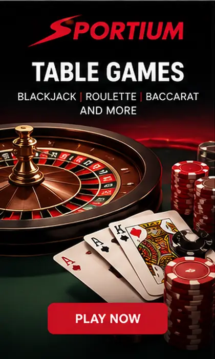 Casino en vivo de Sportiumbet: mesas con crupier real.