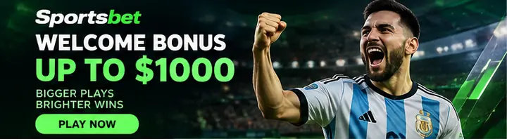 Oferta de bienvenida de Sportsbet. Antes de aceptarla, revisa el rollover y la apuesta máxima.