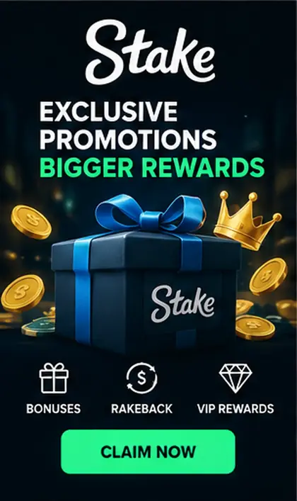 Oferta de bienvenida de Stake. Antes de aceptarla, revisa el rollover y la apuesta máxima.