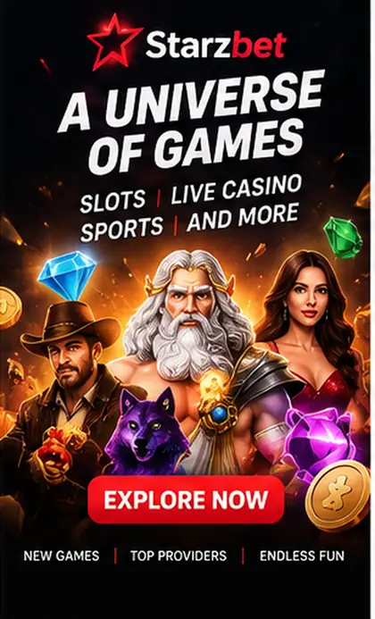 Slots em Starzbet: o RTP de cada jogo aparece no menu de informações.