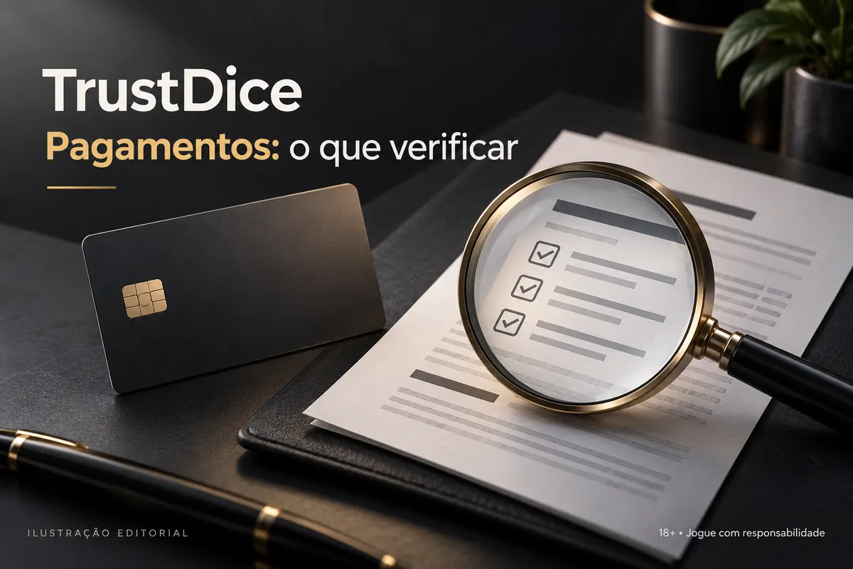 Pagamentos em TrustDice: o que verificar antes de depositar e sacar. Ilustração editorial.