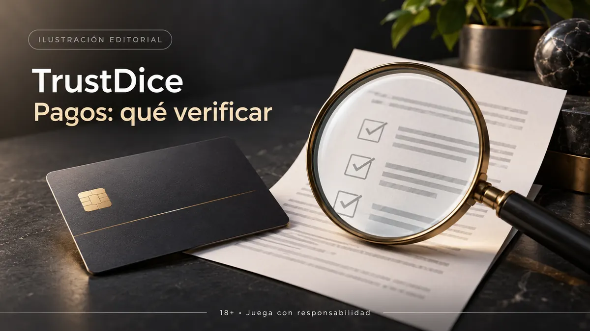 Pagos en TrustDice: qué verificar antes de depositar y retirar. Ilustración editorial.