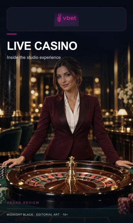 Cassino ao vivo de VBet: mesas com crupiê real.