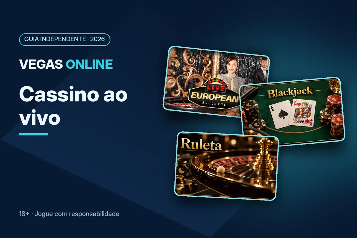 Capa 'Cassino ao vivo' com arte de roleta e blackjack