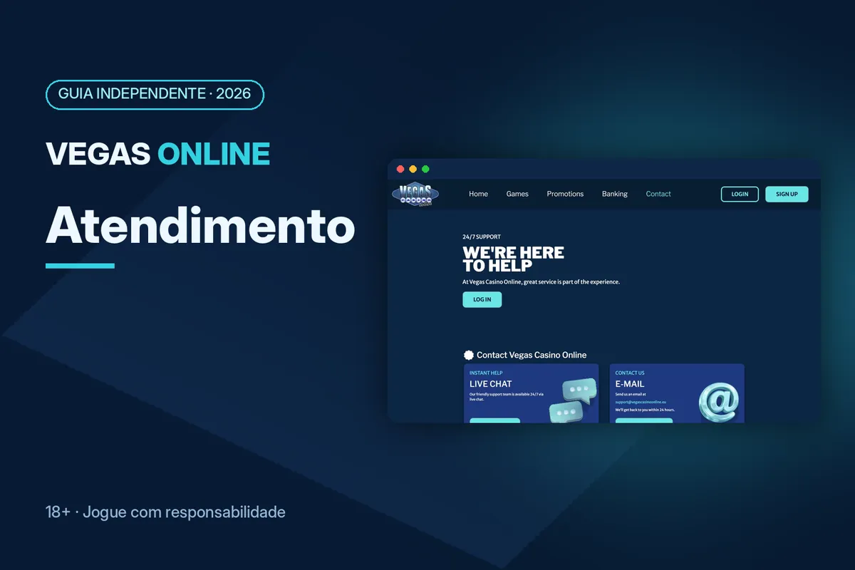 Capa 'Atendimento' com a página de contato de vegascasinoonline.eu