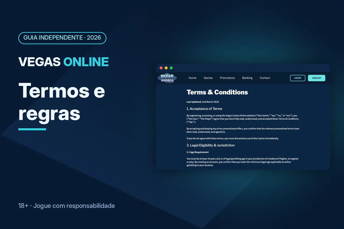Capa 'Termos e regras' com os termos e condições de vegascasinoonline.eu