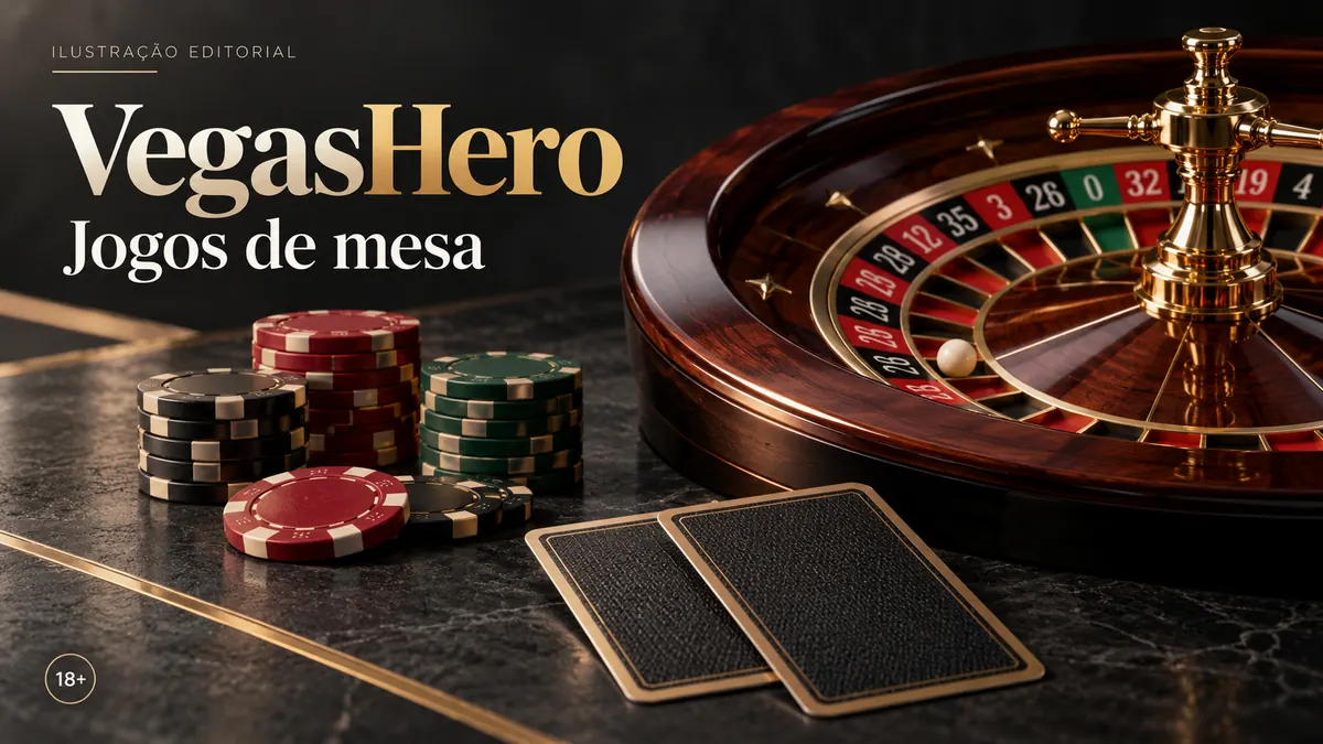 Jogos de mesa em Vegas Hero: roleta, blackjack e bacará. Ilustração editorial.