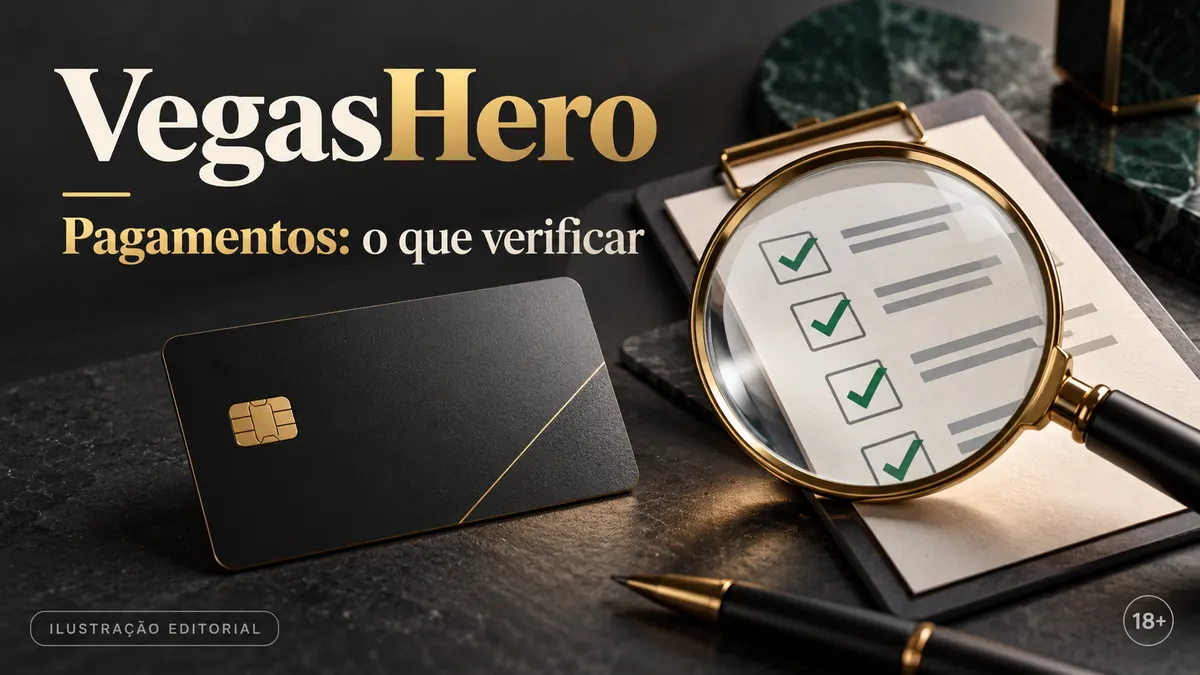 Pagamentos em Vegas Hero: o que verificar antes de depositar e sacar. Ilustração editorial.
