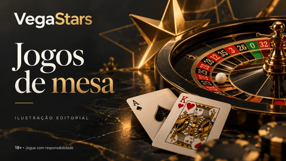 Ilustração de roleta e cartas de baralho em preto e dourado