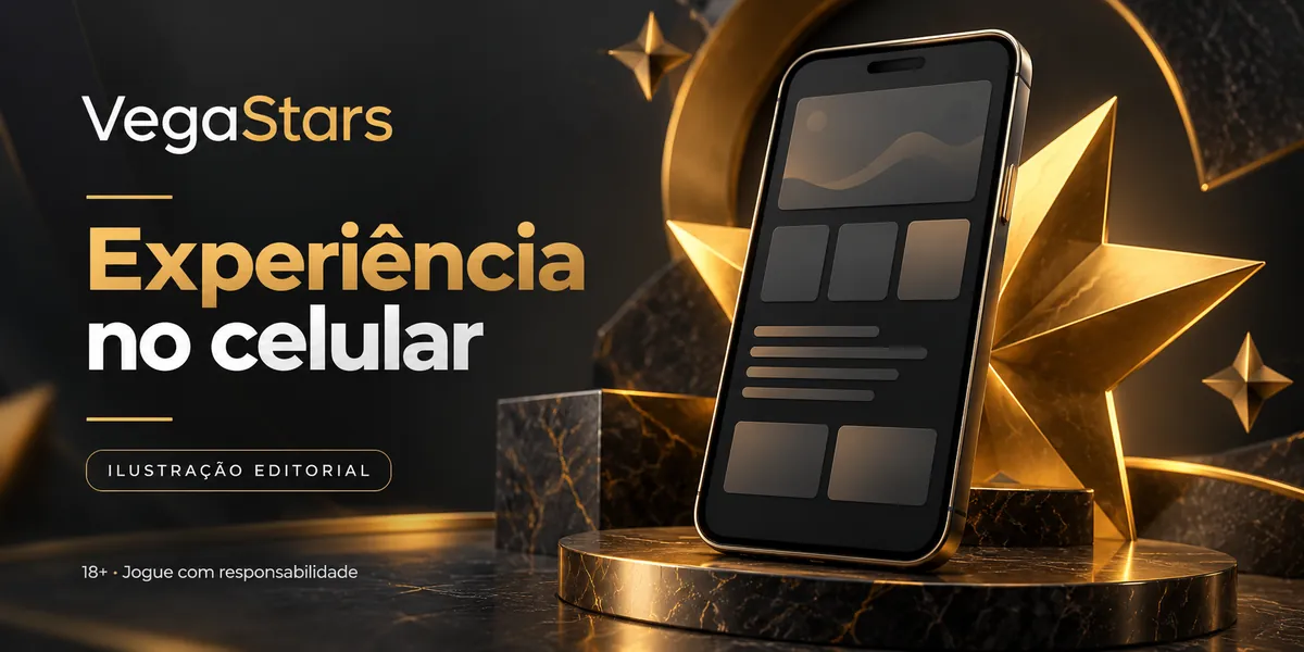 Ilustração de smartphone sobre pedestal com estrela dourada
