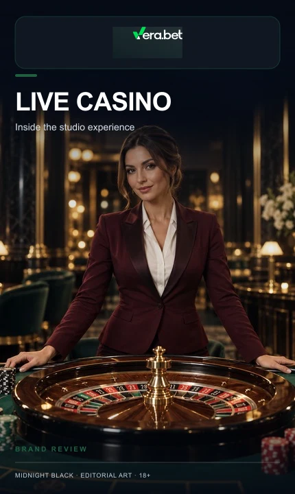 Cassino ao vivo de Vera Bet: mesas com crupiê real.