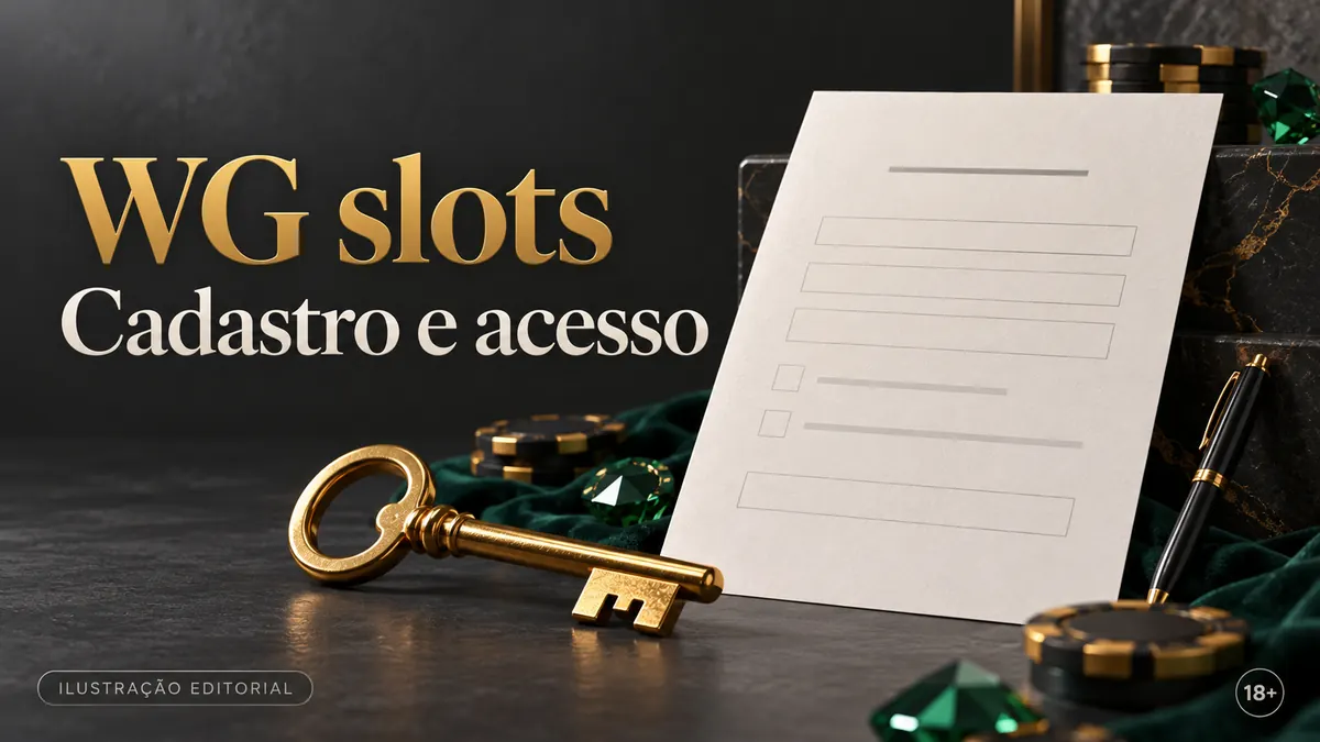 Cadastro e acesso em WG Slots: dados reais e verificação da conta. Ilustração editorial.