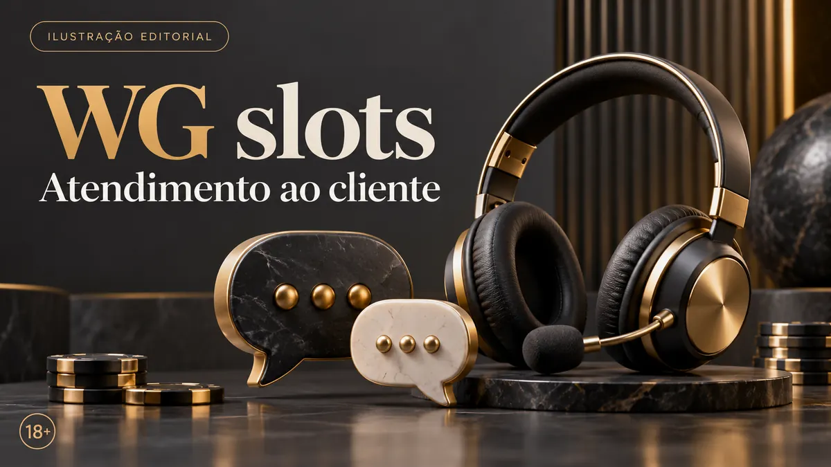 Atendimento ao cliente de WG Slots: chat e e-mail; confira horários e idioma. Ilustração editorial.