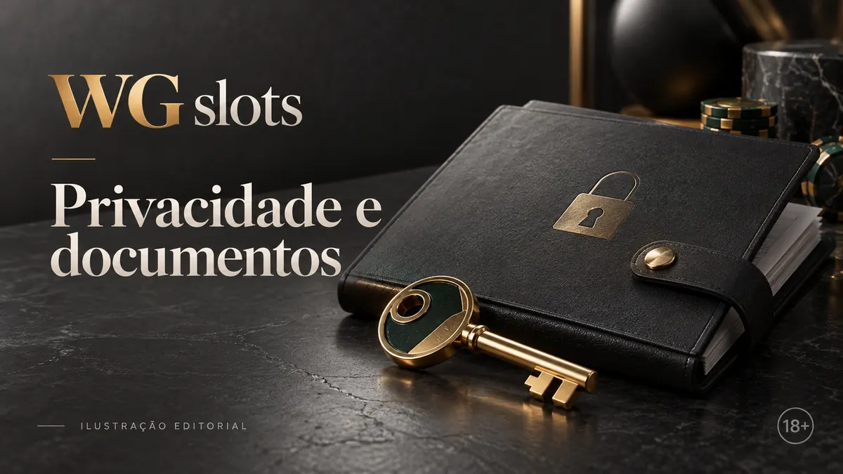 Privacidade e documentos em WG Slots: verificação de identidade antes do primeiro saque. Ilustração editorial.