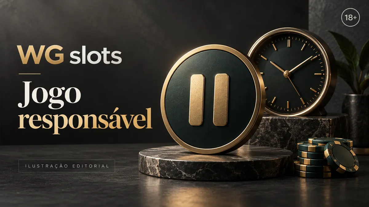 Jogo responsável em WG Slots: limites de depósito, pausas e autoexclusão. Ilustração editorial.