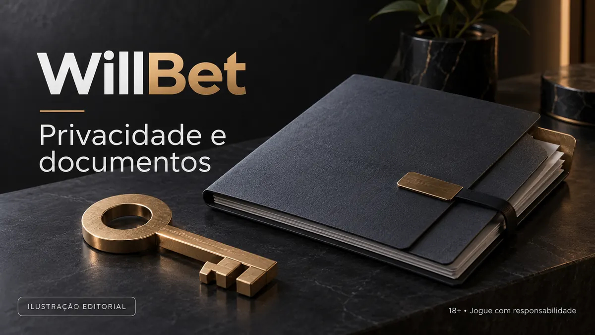 Privacidade e documentos em WillBet: verificação de identidade antes do primeiro saque. Ilustração editorial.
