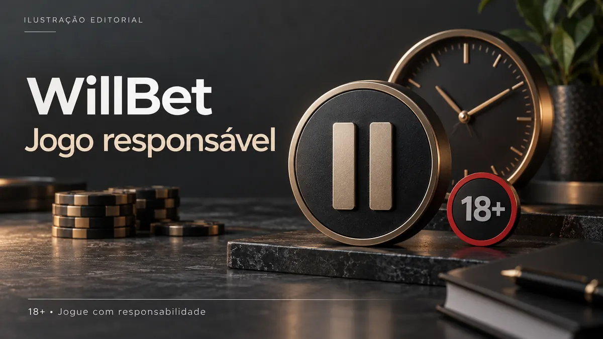 Jogo responsável em WillBet: limites de depósito, pausas e autoexclusão. Ilustração editorial.