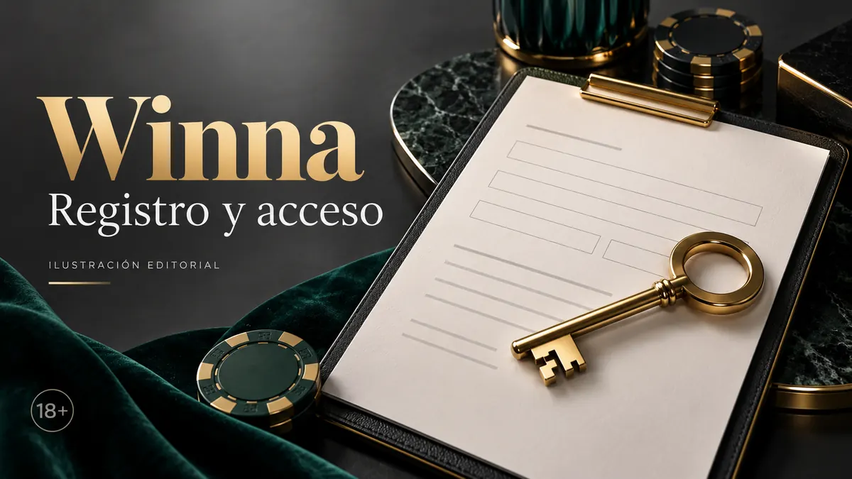 Registro y acceso en Winna: datos reales y verificación de la cuenta. Ilustración editorial.