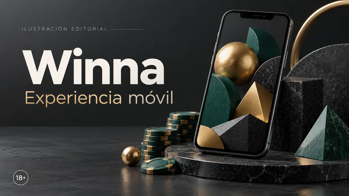 Winna en el celular: funciona desde el navegador, la app es opcional. Ilustración editorial.