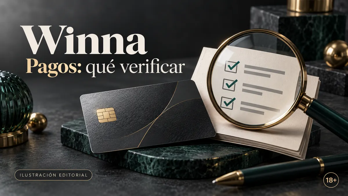 Pagos en Winna: qué verificar antes de depositar y retirar. Ilustración editorial.