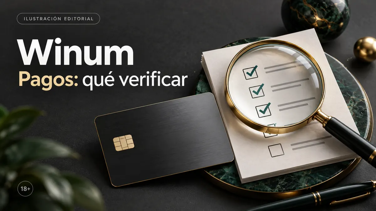 Pagos en Winum: qué verificar antes de depositar y retirar. Ilustración editorial.