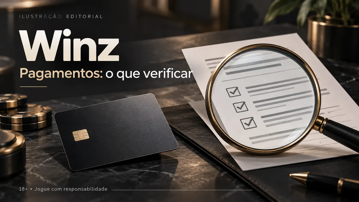 Pagamentos em Winz.io: o que verificar antes de depositar e sacar. Ilustração editorial.