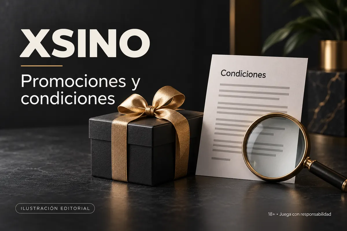 Promociones y condiciones en XSINO: revisa el rollover y la apuesta máxima. Ilustración editorial.