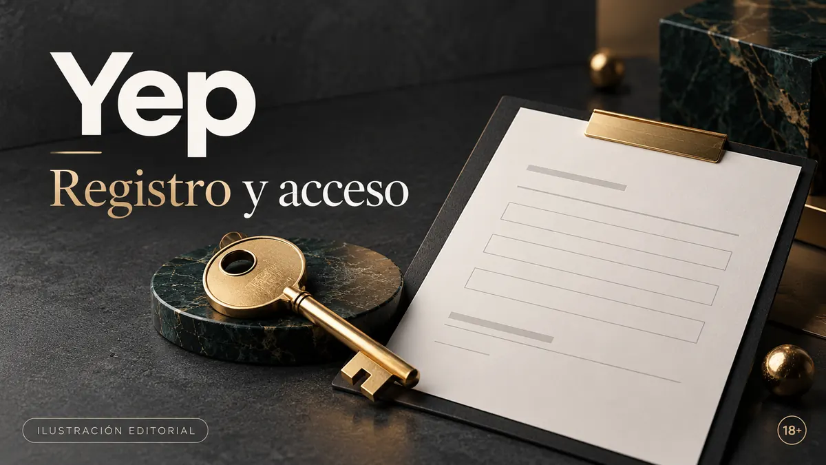 Registro y acceso en Yep Casino: datos reales y verificación de la cuenta. Ilustración editorial.