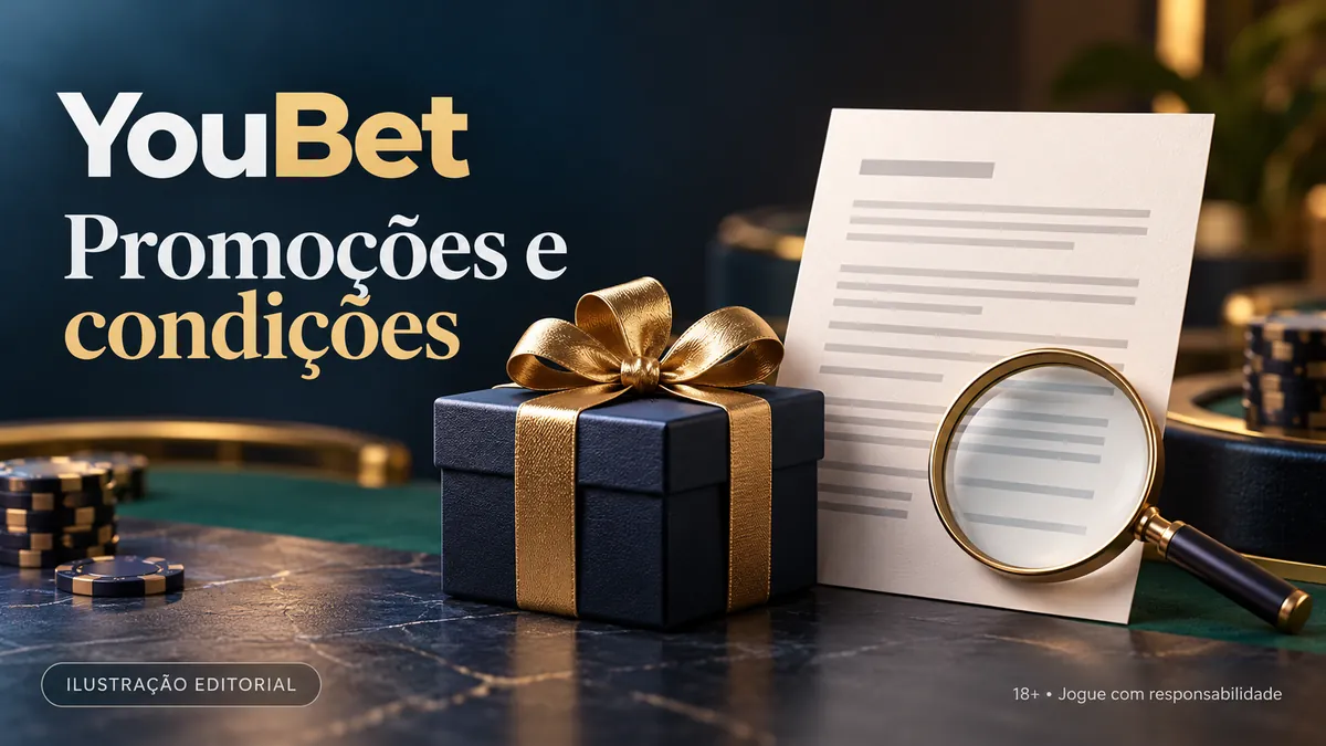 Presente azul com laço dourado, documento e lupa