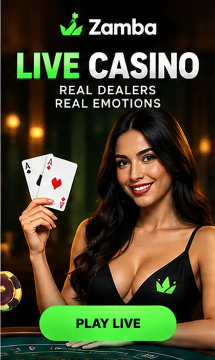 Casino en vivo de Zamba: mesas con crupier real.