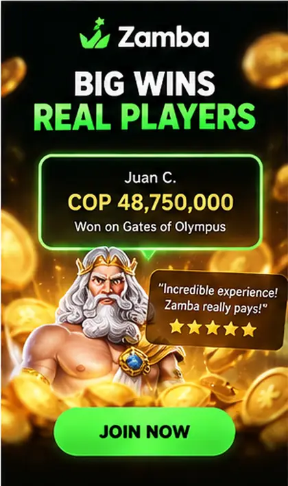 Tragamonedas en Zamba: el RTP de cada juego se ve en su menú de información.